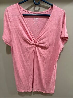 Torrid Pink Twist-Front V-Neck Short Sleeve Tee Size 1